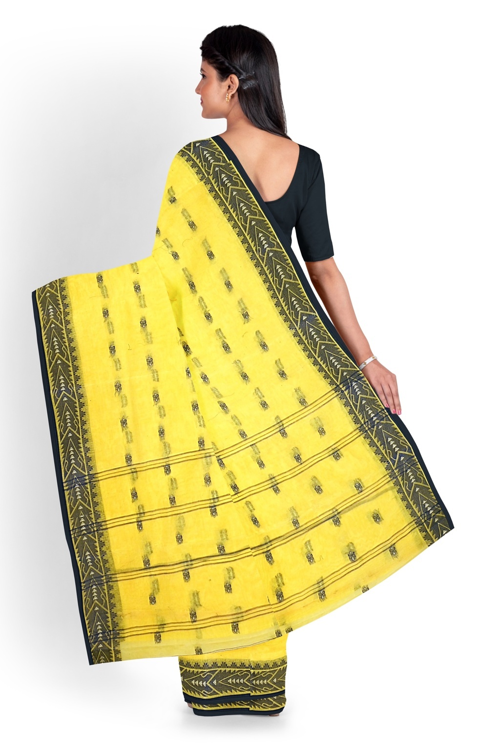 Yellow Pure Cotton Urvi Tant Saree (1167)